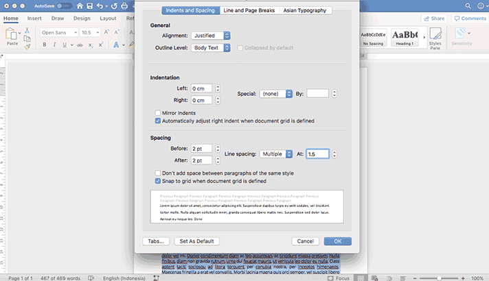 Menu Line Spacing Option