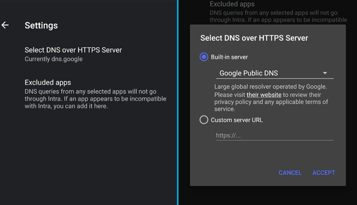 Mengatur DNS Server pada aplikasi Intra