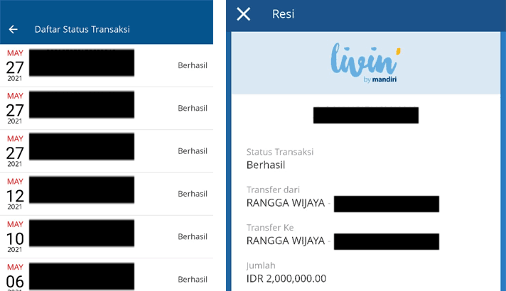 hasil download transaksi di Livin by Mandiri
